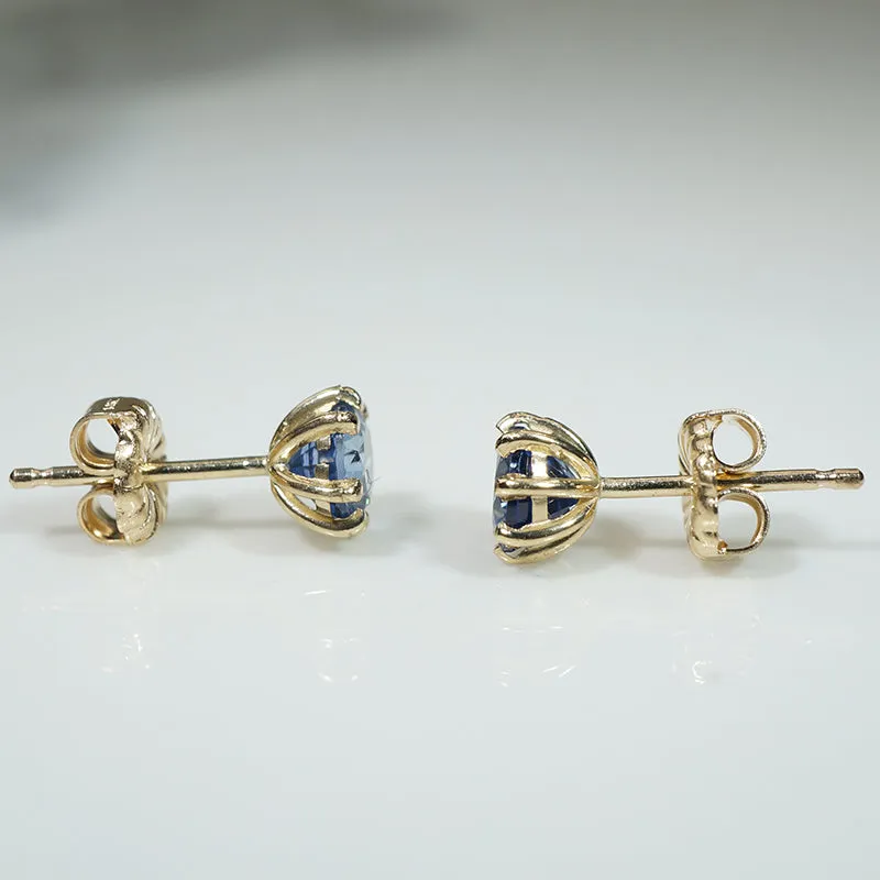 Sparkling Sapphire 14k Yellow Gold Stud Earrings
