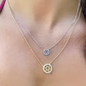 Star of David Halo Necklace - Gold or Silver