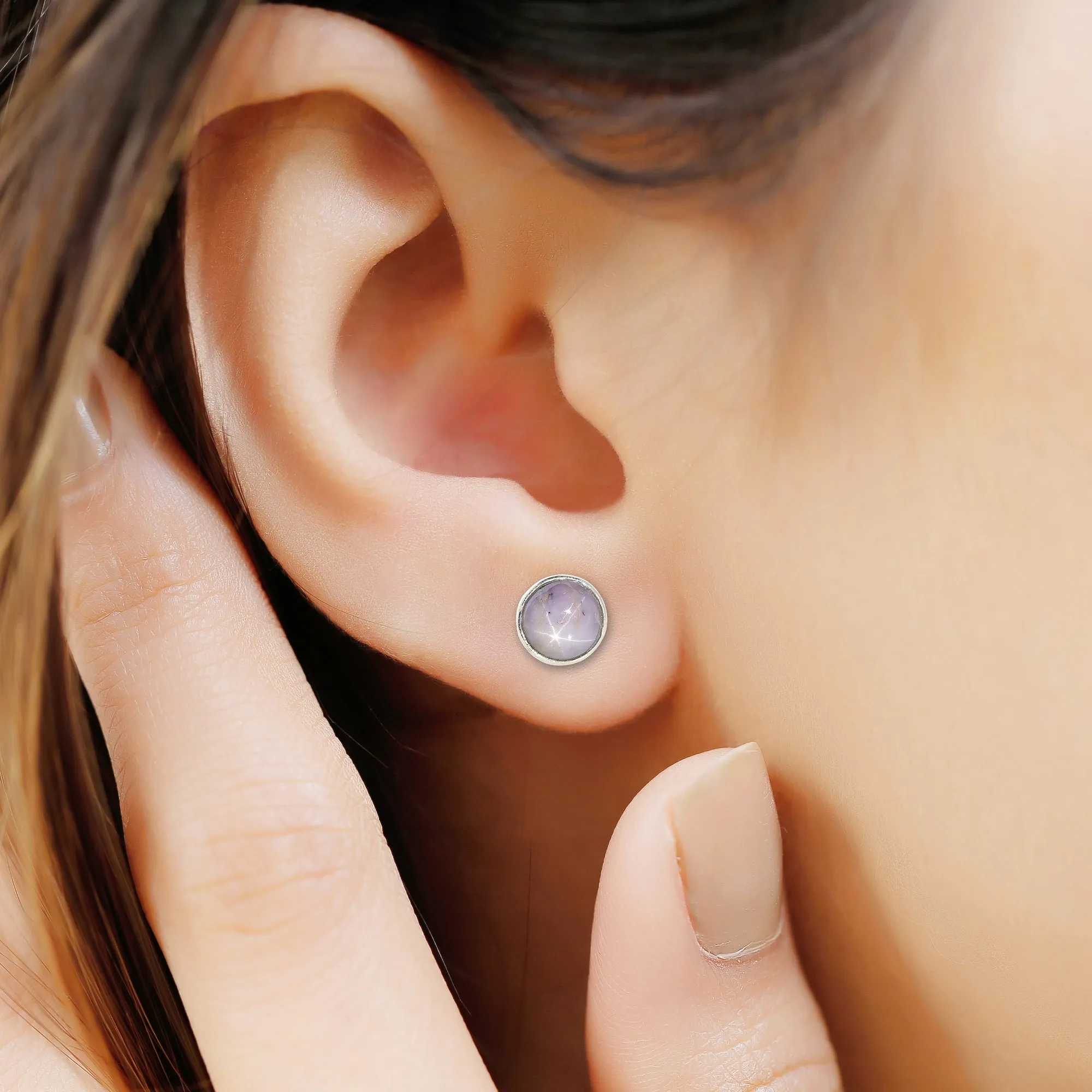 STAR SAPPHIRE STUDS 5.21 CT
