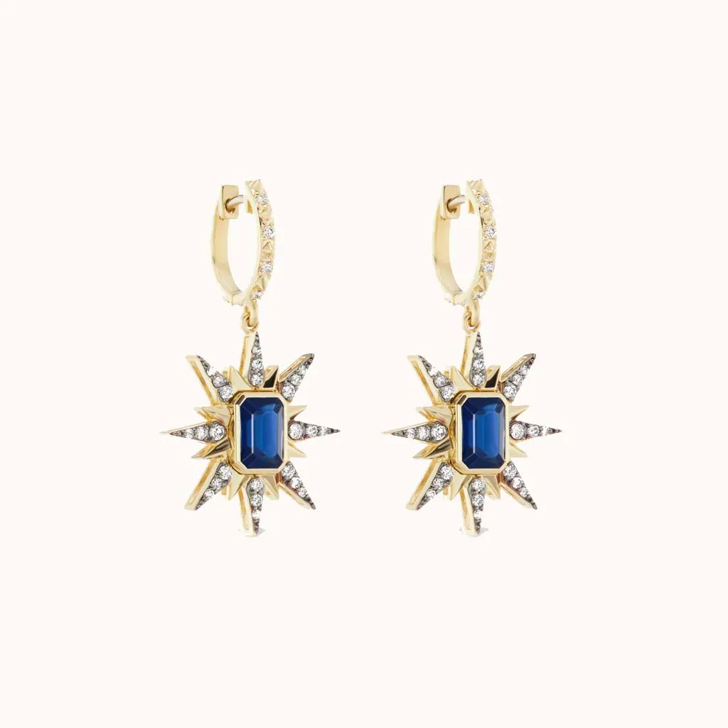 Starburst Earrings Blue Sapphire