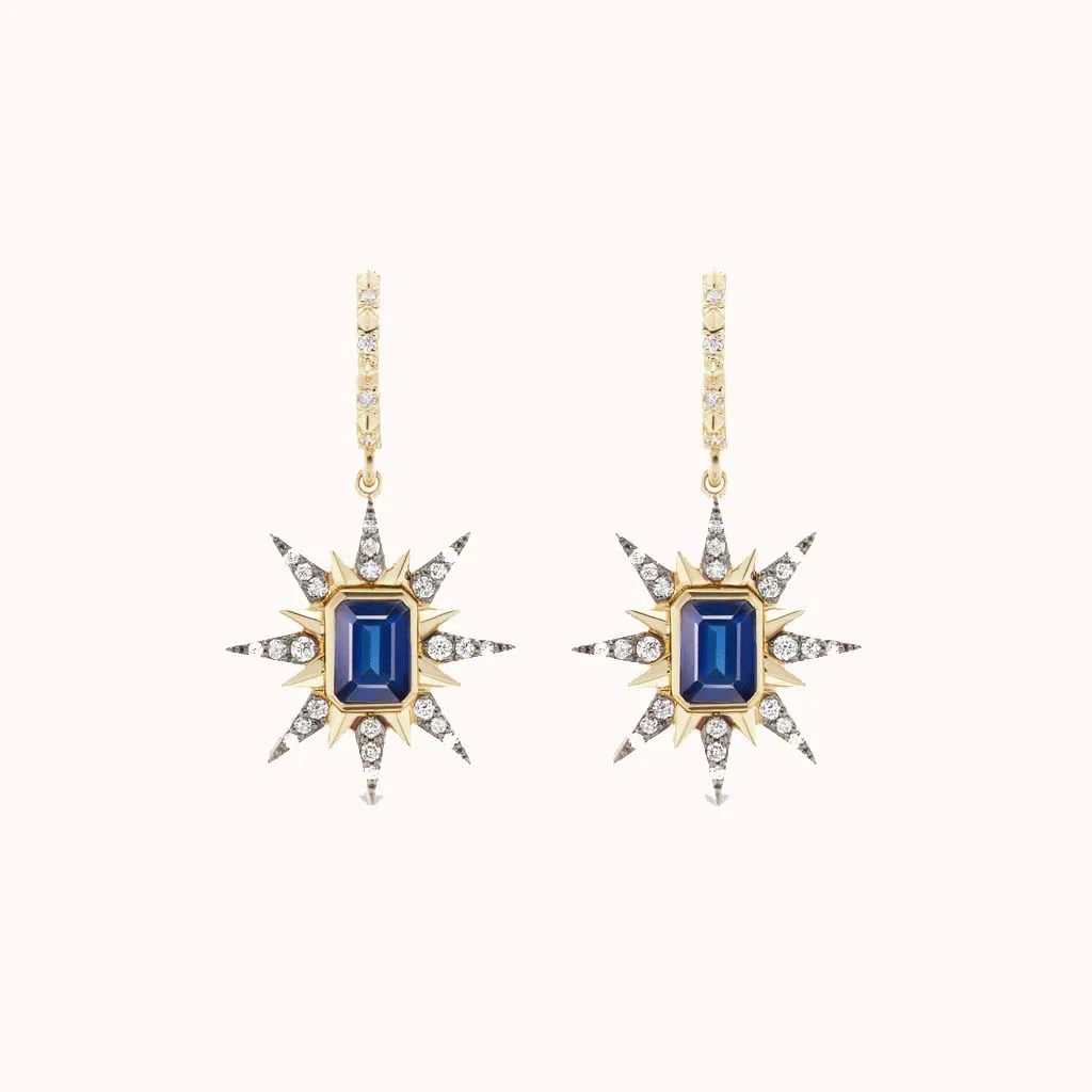 Starburst Earrings Blue Sapphire
