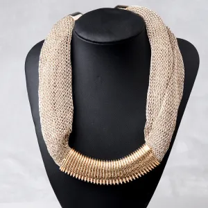 Statement necklace fashion women 2015 collar vintage big chunky chain bib choker silk chain long Necklaces & Pendants Jewelry