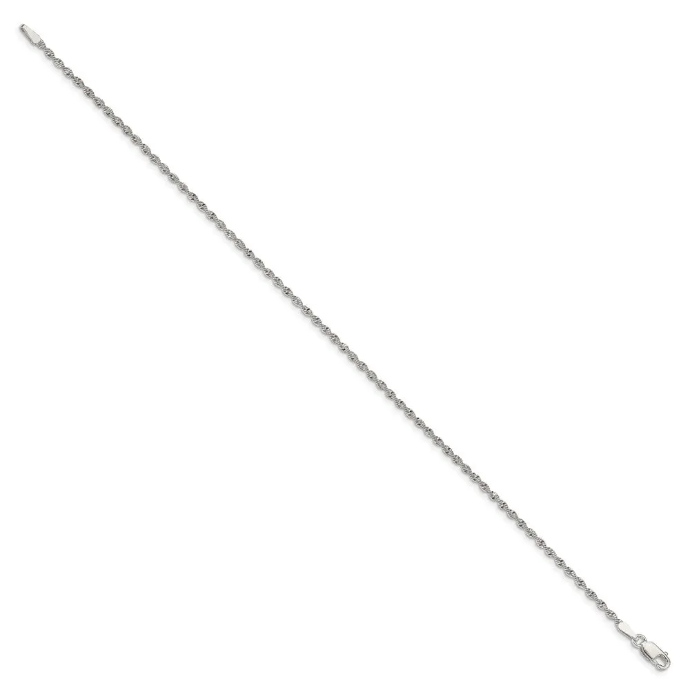 Sterling Silver 1.65mm Twisted Herringbone Chain Bracelet