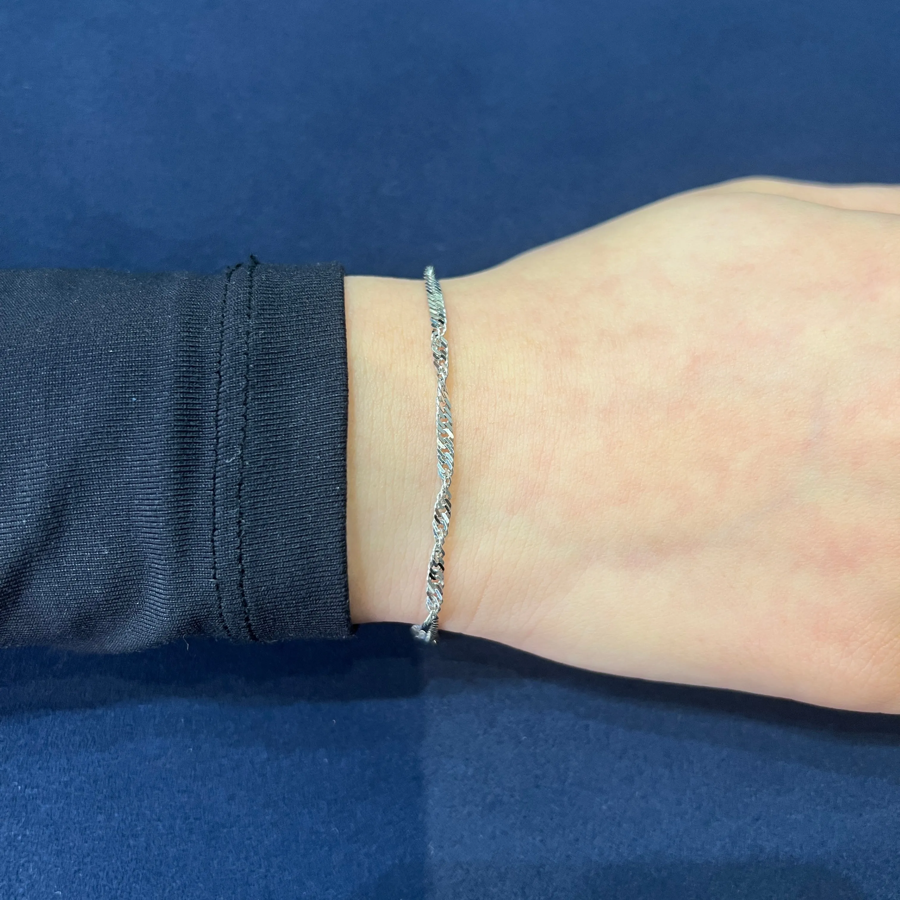 Sterling Silver (2.3mm) Singapore Bracelet 7.5"