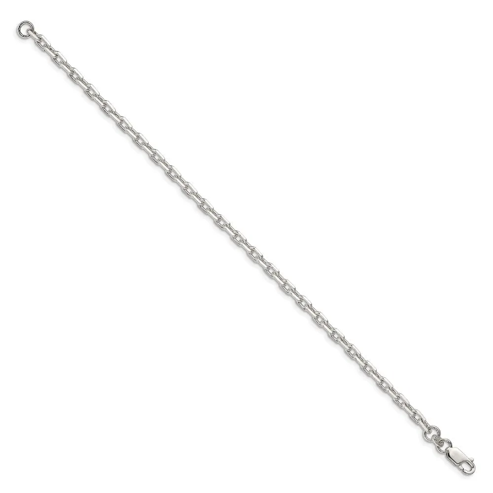 Sterling Silver 3.95mm Beveled Oval Cable Chain