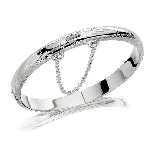 Sterling Silver (5mm) Hand Engraved Hinged Baby Bangle Bracelet