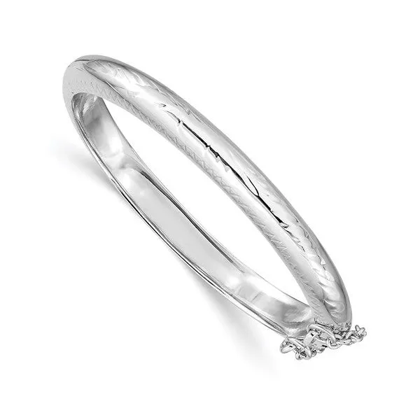 Sterling Silver (5mm) Hand Engraved Hinged Baby Bangle Bracelet