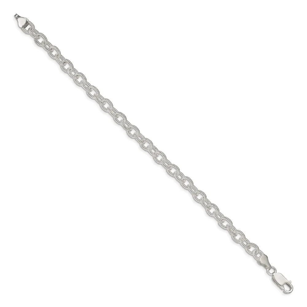 Sterling Silver 6.25mm Fancy Patterned Rolo Chain