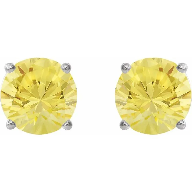 Sterling Silver 7 mm Lab-Grown Yellow Sapphire Stud Earrings