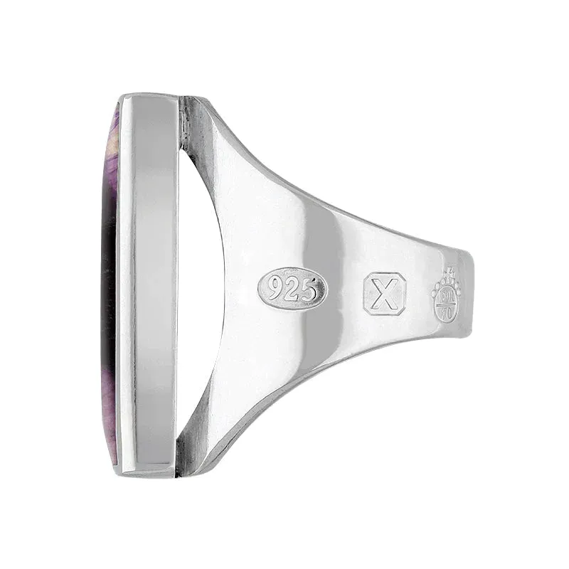 Sterling Silver Blue John Queen's Jubilee Hallmark Medium Square Ring D
