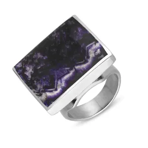 Sterling Silver Blue John Queen's Jubilee Hallmark Medium Square Ring D