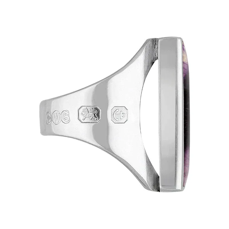 Sterling Silver Blue John Queen's Jubilee Hallmark Medium Square Ring D