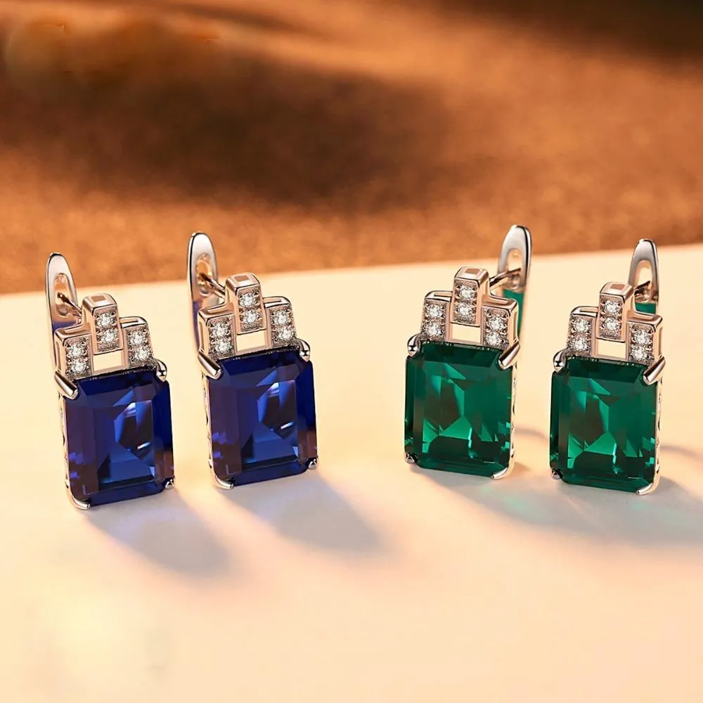 Sterling Silver Blue Sapphire Studs
