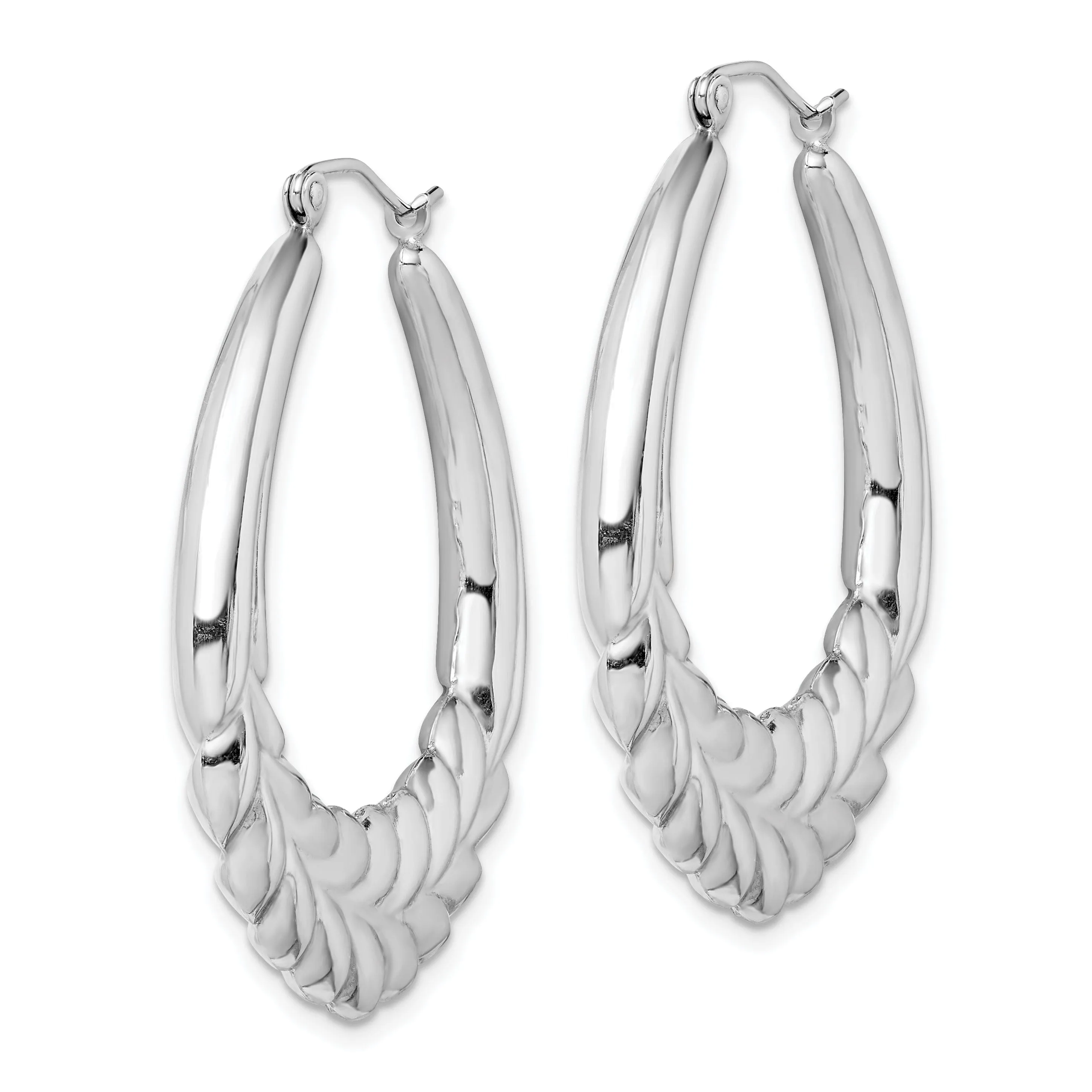 Sterling Silver Fancy Oval Hoop Earrings