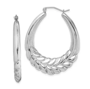 Sterling Silver Fancy Oval Hoop Earrings