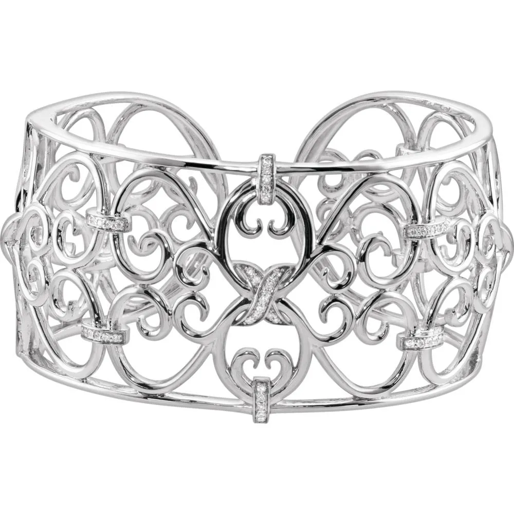 Sterling Silver Filigree Scroll Cuff Bracelet