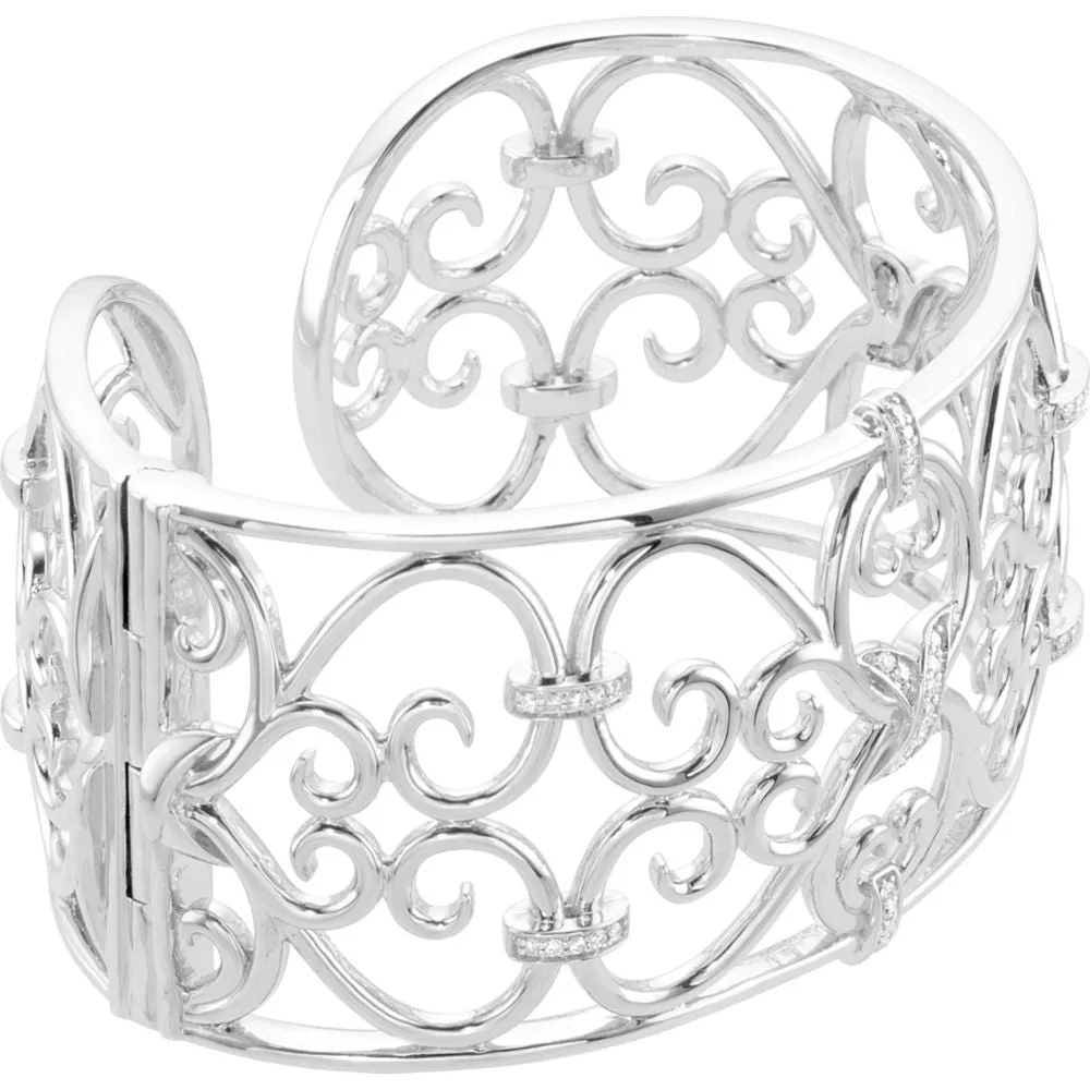 Sterling Silver Filigree Scroll Cuff Bracelet