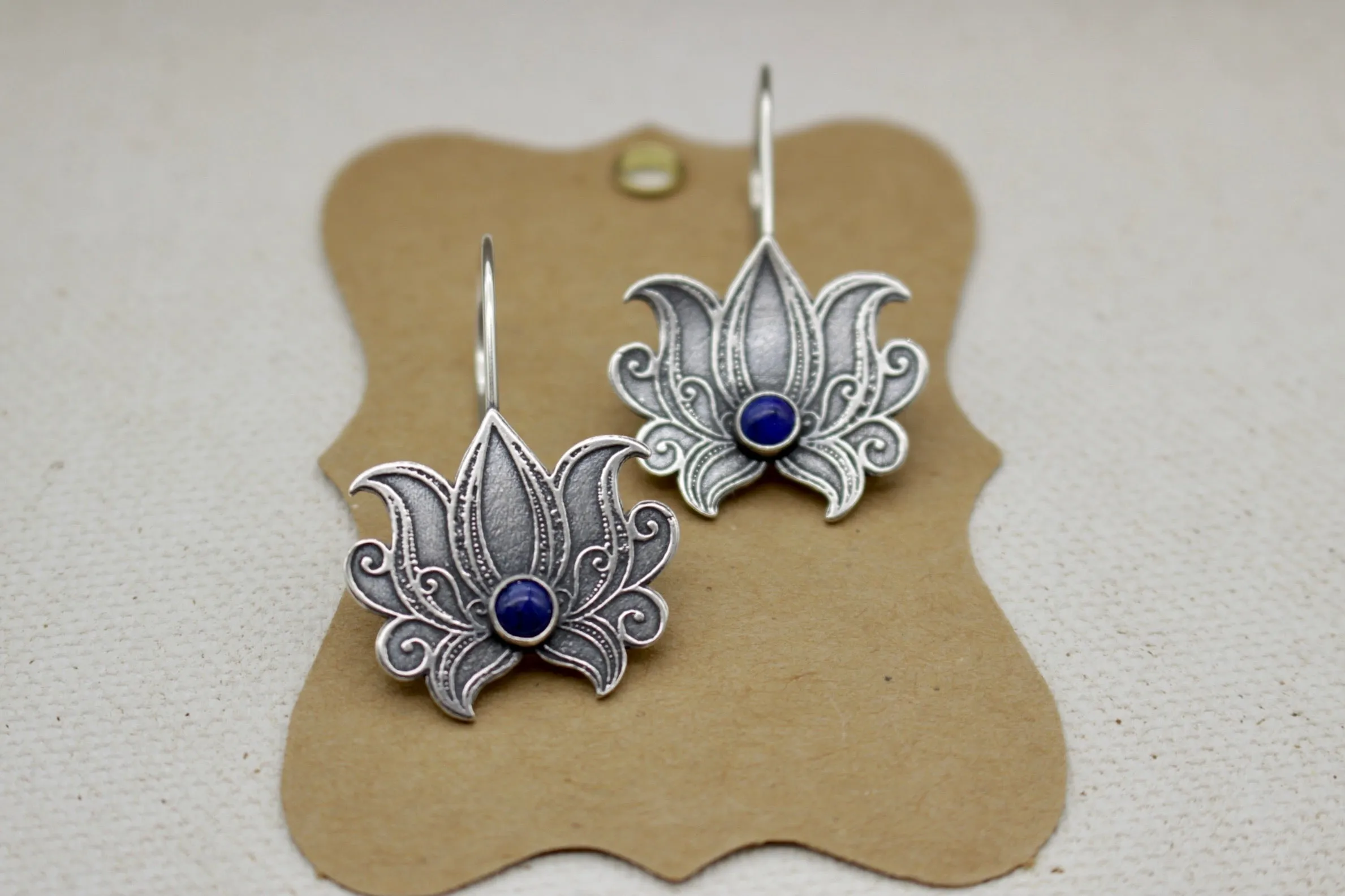 Sterling silver Lotus earrings