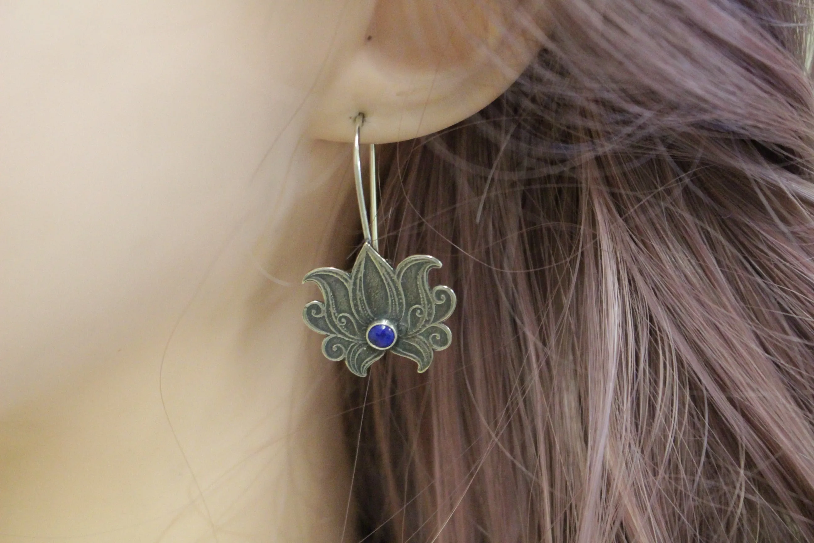 Sterling silver Lotus earrings
