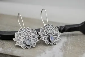 Sterling silver Lotus earrings