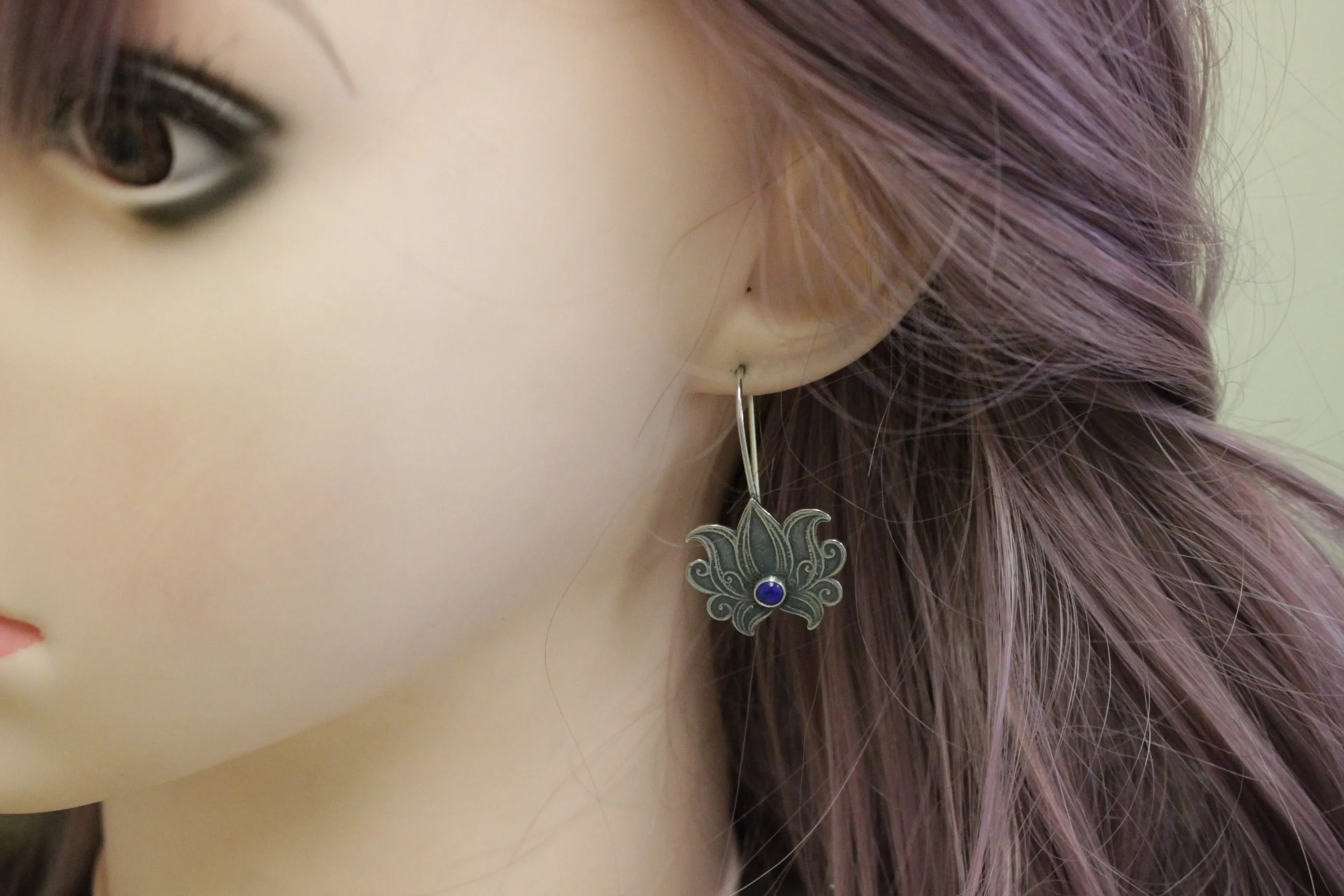 Sterling silver Lotus earrings