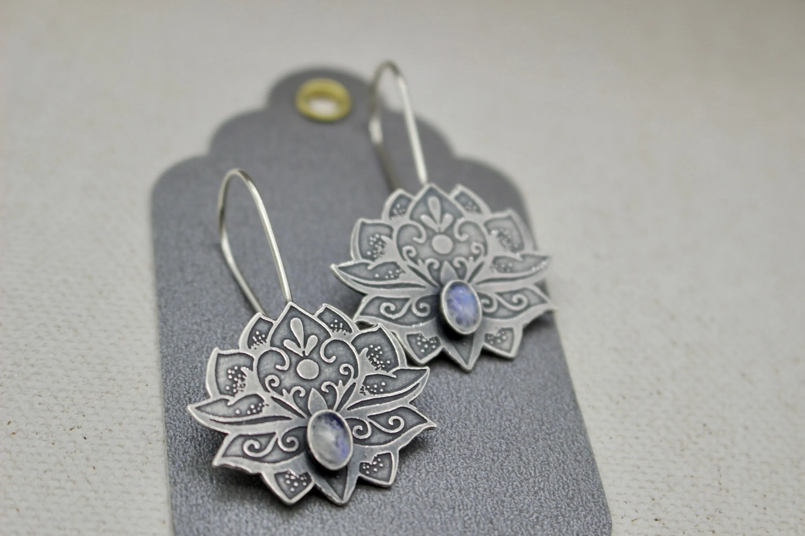Sterling silver Lotus earrings