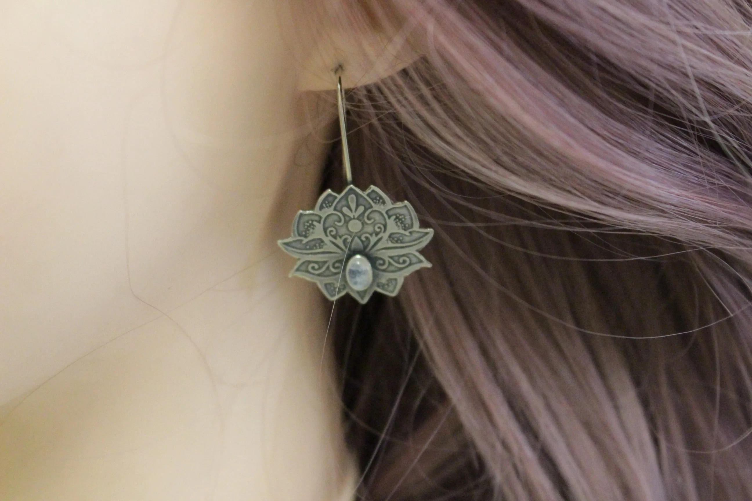Sterling silver Lotus earrings