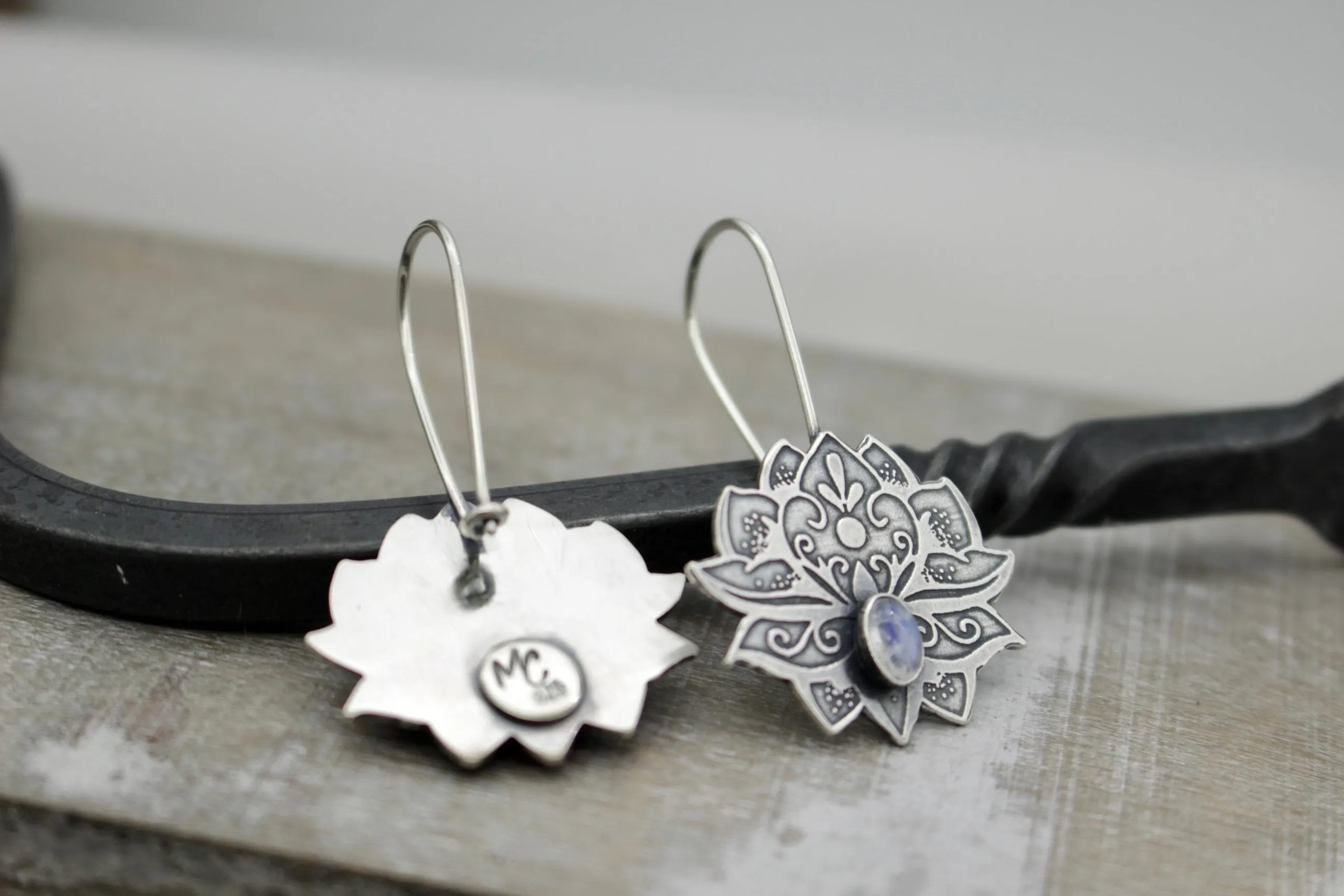 Sterling silver Lotus earrings