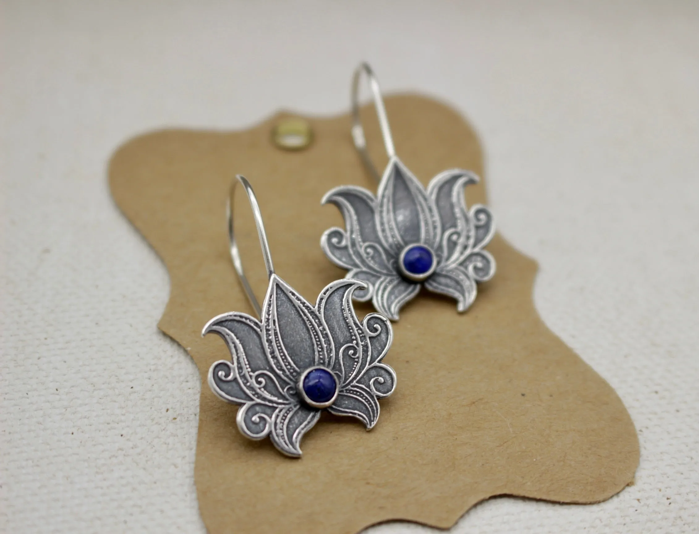 Sterling silver Lotus earrings