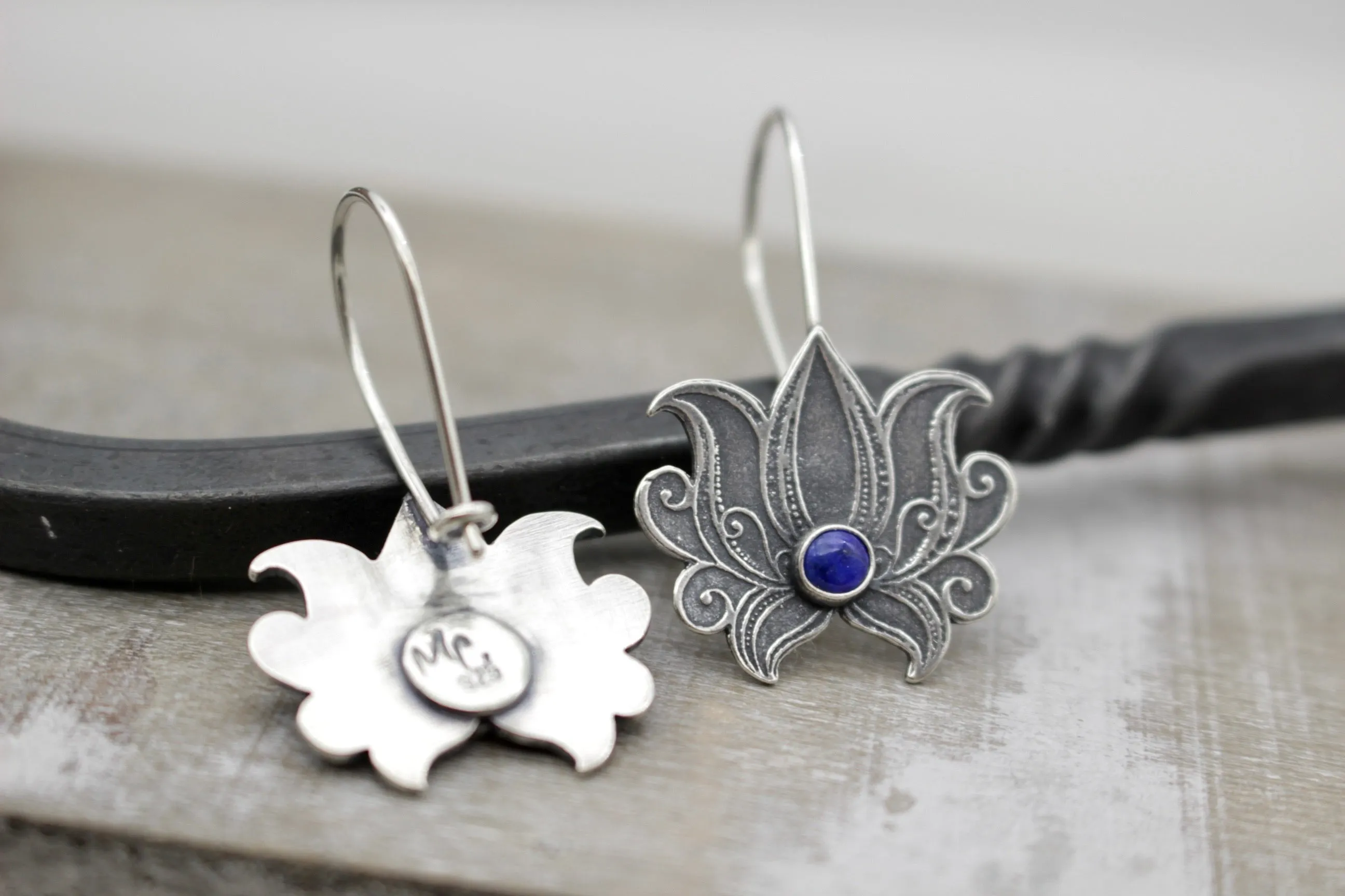 Sterling silver Lotus earrings