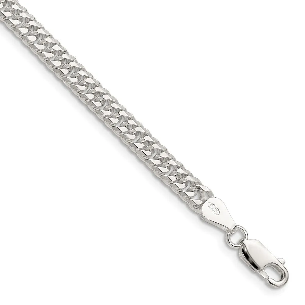 Sterling Silver Polished 4.8mm Double Diamond-cut Curb Chain