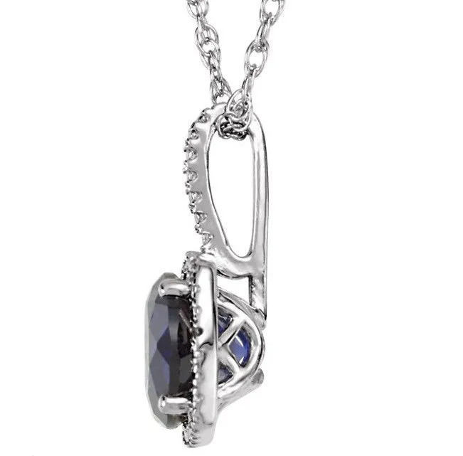 Sterling Silver September Birthstone Halo Necklace