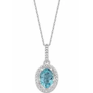 Sterling Silver Sky Blue Topaz & .01 CTW Diamond 18" Necklace