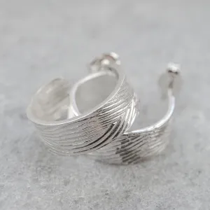 Sterling Silver Textured Hoops - Wood Grain Texture