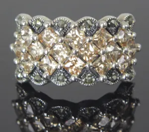 Sterling Silver Topaz Marcasite Zirconia Ring Size 9