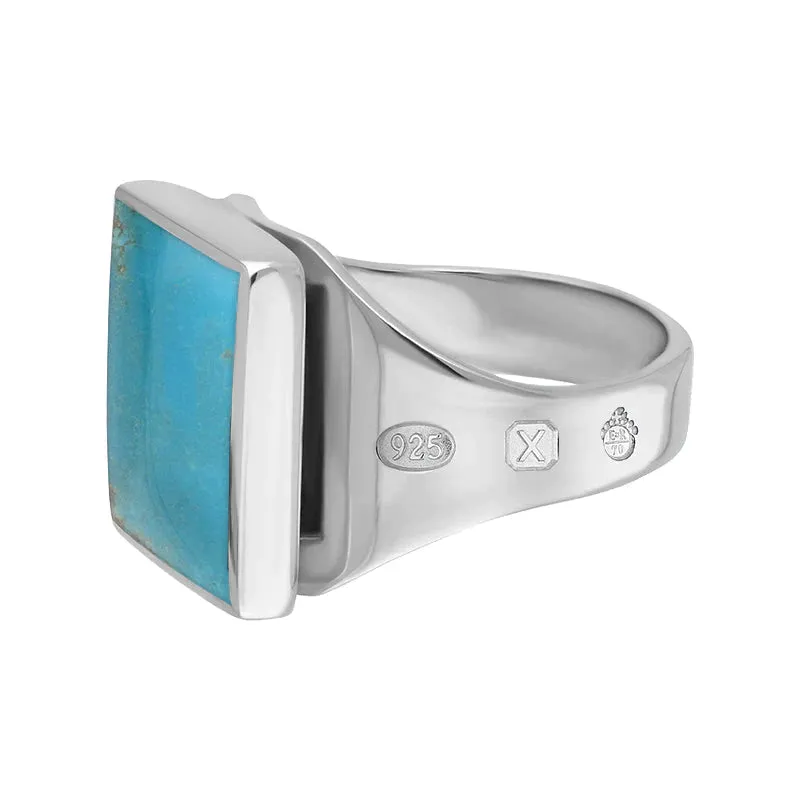 Sterling Silver Turquoise Queen's Jubilee Hallmark Small Square Ring D