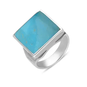Sterling Silver Turquoise Queen's Jubilee Hallmark Small Square Ring D