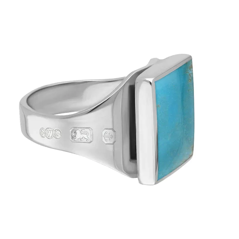 Sterling Silver Turquoise Queen's Jubilee Hallmark Small Square Ring D