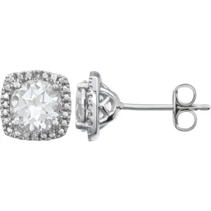 Sterling Silver White Sapphire & .015 CTW Diamond Earrings