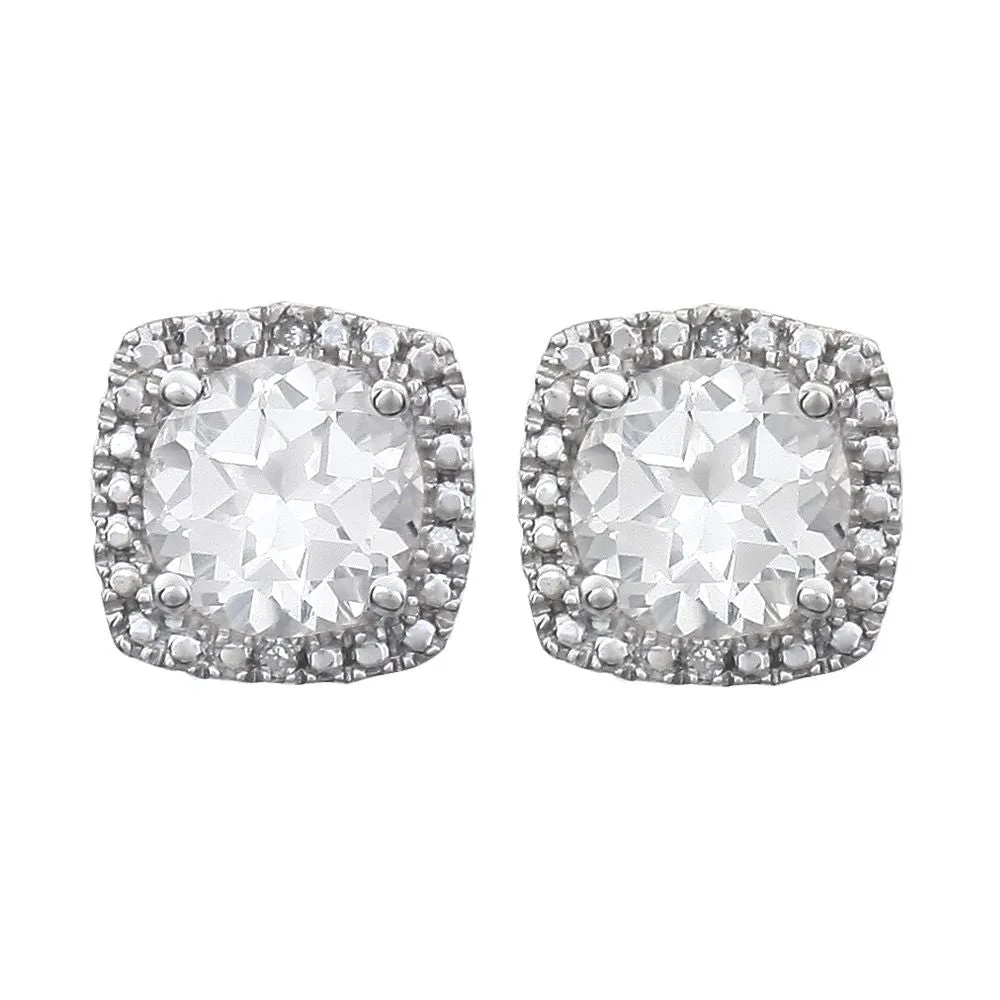 Sterling Silver White Sapphire & .015 CTW Diamond Earrings