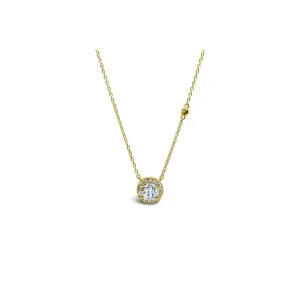 Stia Round Solitaire Halo Necklaces