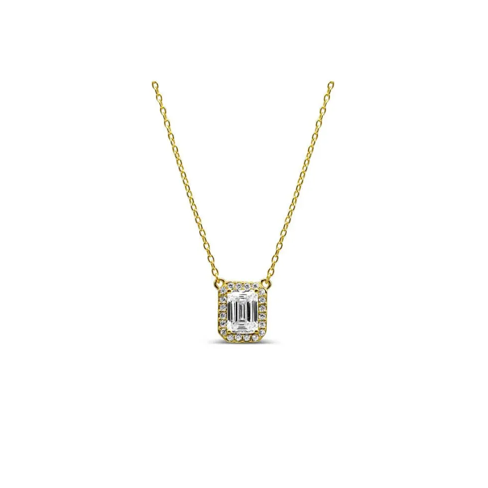 Stia Vertical Baguette Halo Necklaces