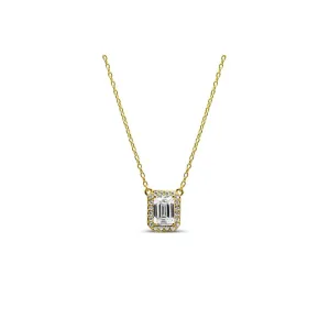 Stia Vertical Baguette Halo Necklaces