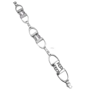 Stirrup Bracelet, Diamonds in Sterling Silver