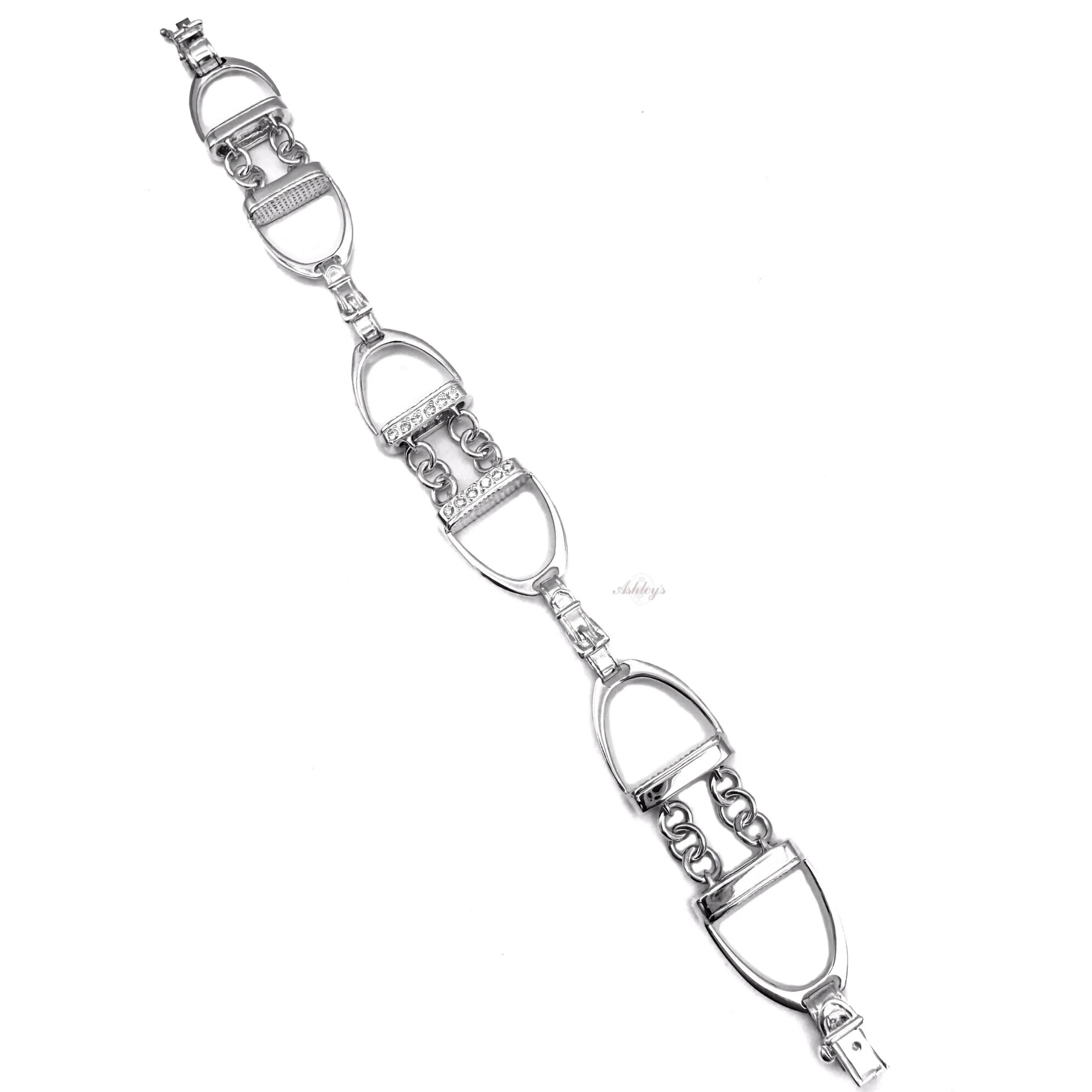 Stirrup Bracelet, Diamonds in Sterling Silver