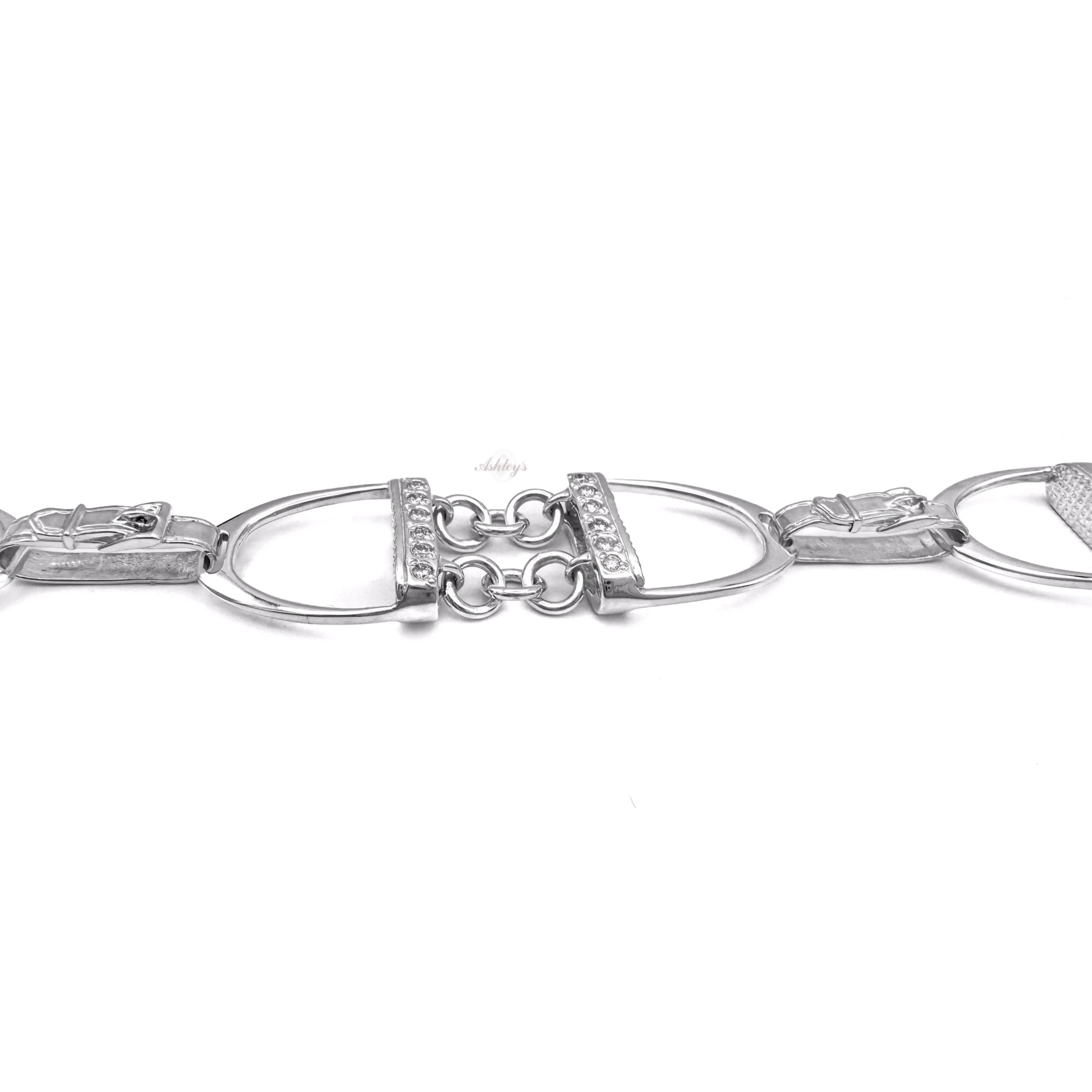 Stirrup Bracelet, Diamonds in Sterling Silver