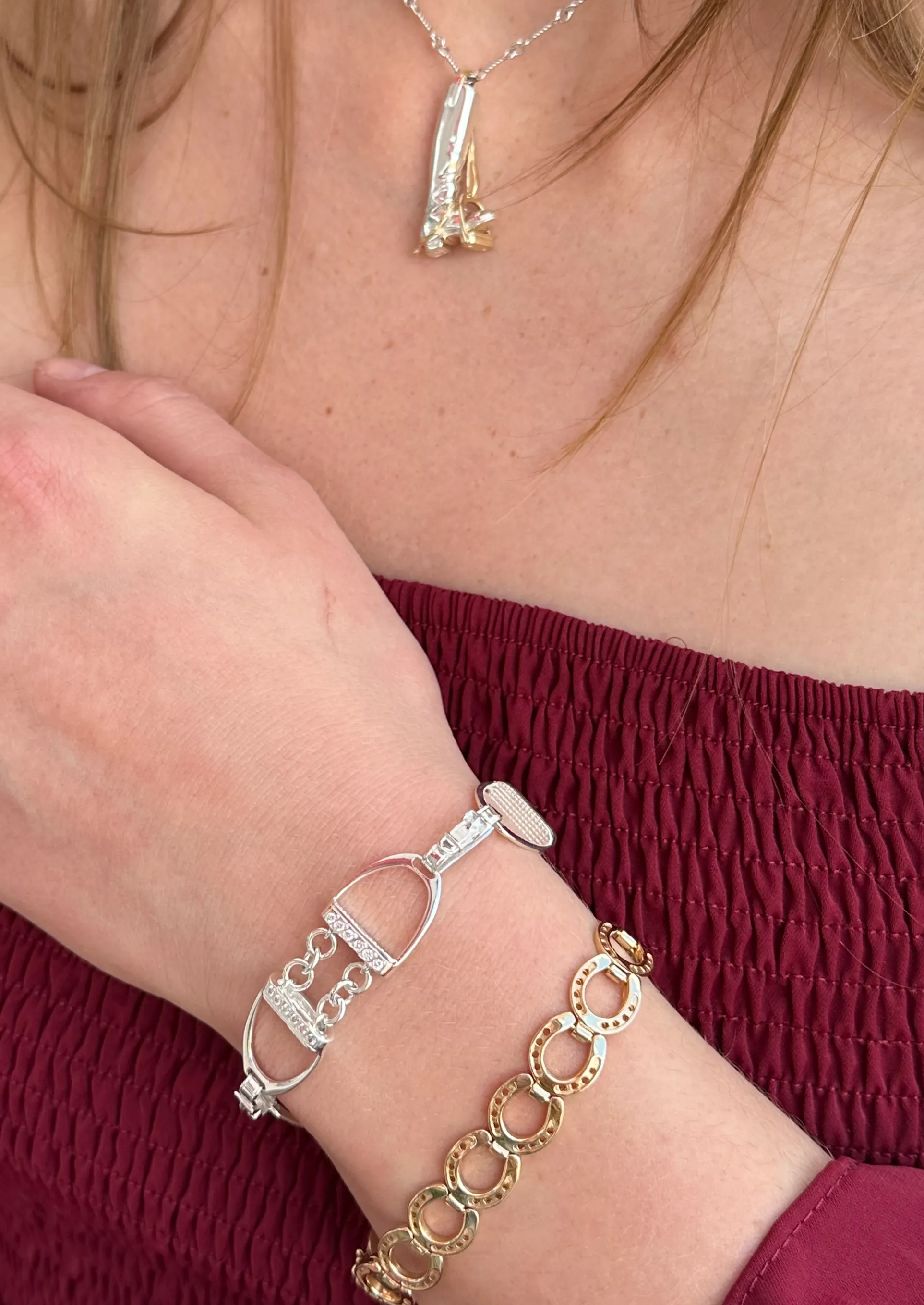 Stirrup Bracelet, Diamonds in Sterling Silver