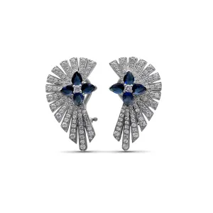 Sunray Sapphire 1.60ct and Diamond 1.25ct Earring in 18K Gold