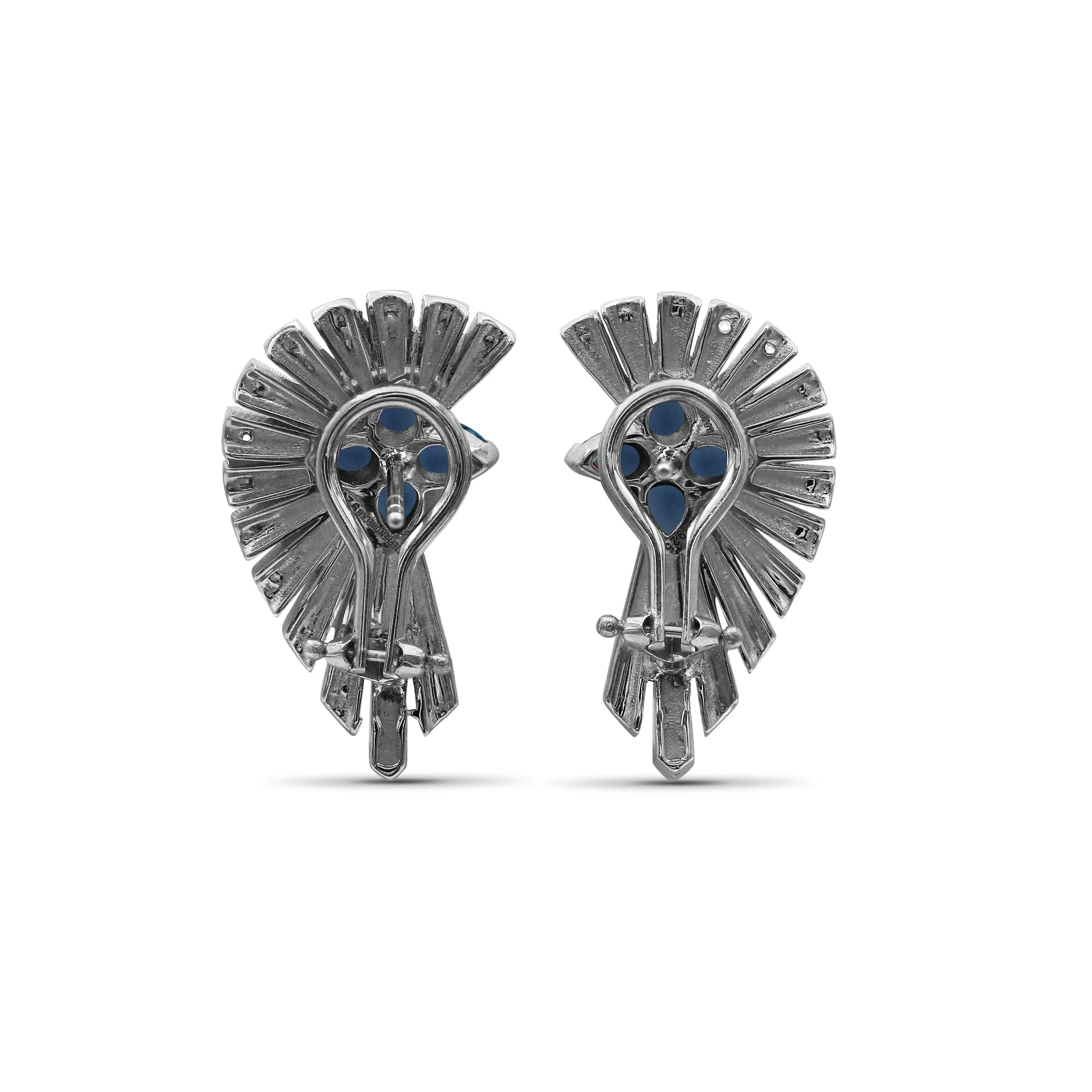 Sunray Sapphire 1.60ct and Diamond 1.25ct Earring in 18K Gold