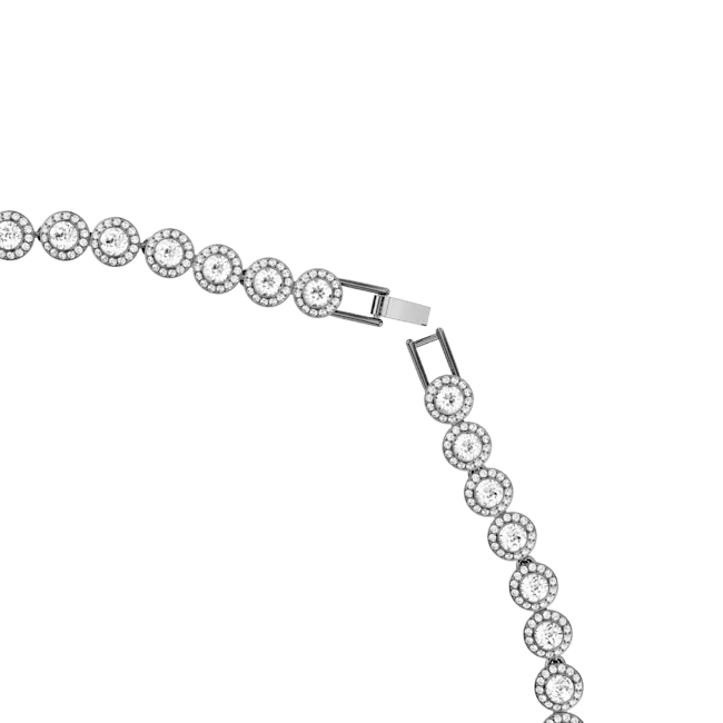 Swarovski Una Necklace Round Cut, Long, White, Ruthenium plated